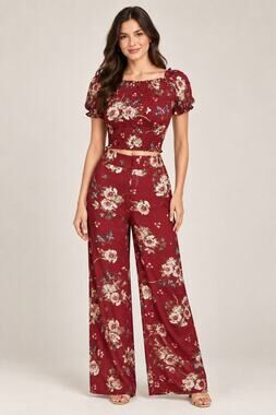 C-Mode 2-piece Burgundy Pant Set Large